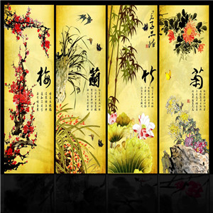 梅兰竹菊艺术玻璃加盟实例图片
