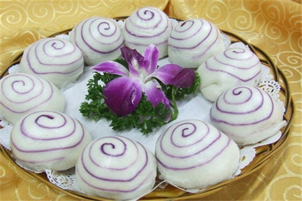 特色紫薯馒头展示
